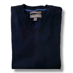 Eddie Bauer Cotton And Merino Wool Blend V-Neck Sweater - Size Large